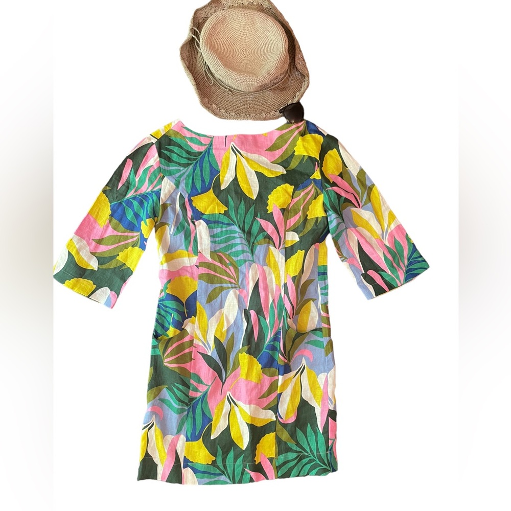 Boden 100% Linen Floral Shift Tunic Dress Women’s Size US 4